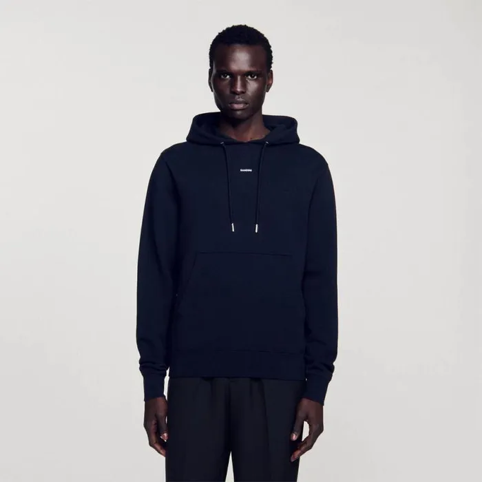 Sweatshirts and Hoodies Men SANDRO Embroidered Hoodie Black