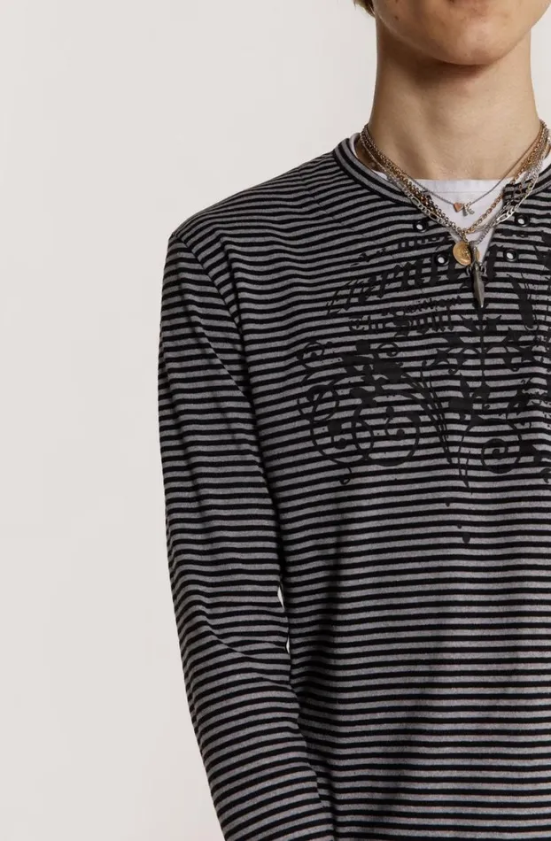 TShirts Men Jaded London Lithium Stripe Layered Long Sleeve