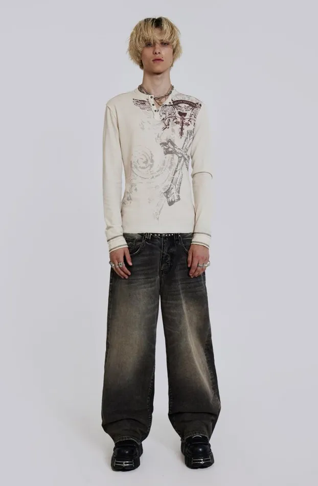 TShirts Men Jaded London Sanctified Waffle Henley