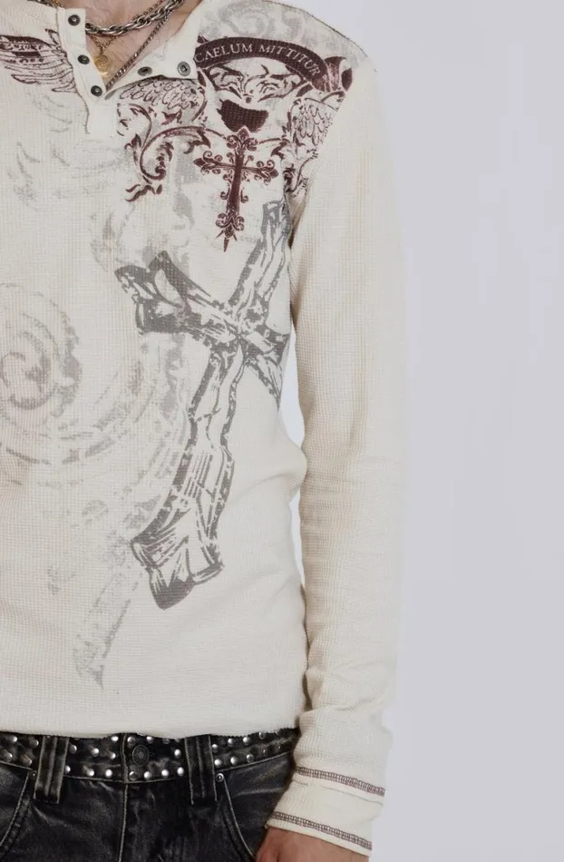 TShirts Men Jaded London Sanctified Waffle Henley