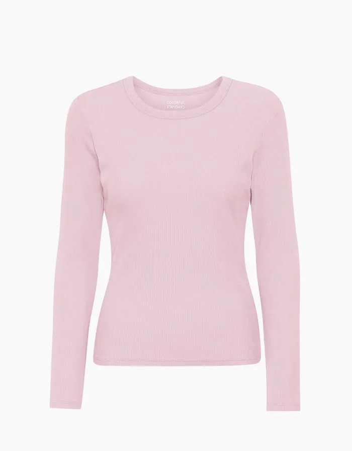 TShirts Women Organic Rib LS TShirt 8211 Faded Pink Colorfulstandard Women