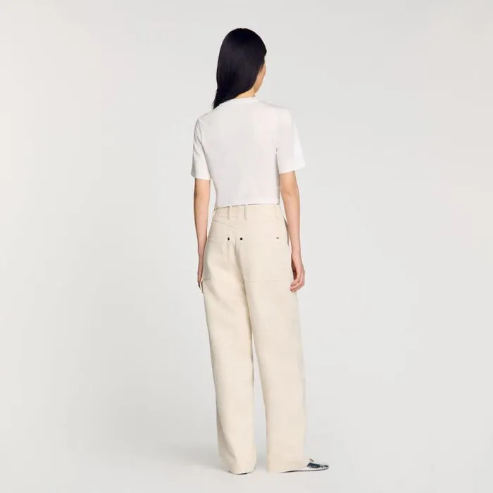 Tshirts Women SANDRO Beaded Cropped Tshirt White