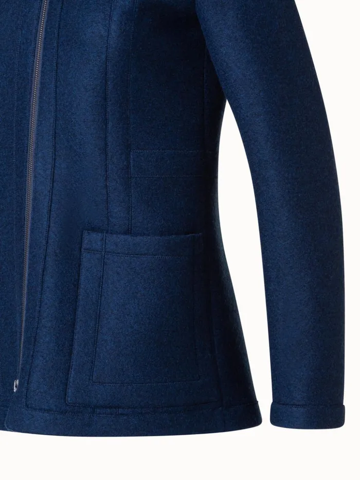 Tailored Jacket In 100 Cashmere With Stand Up Collar Navy Women Akris Cashmere