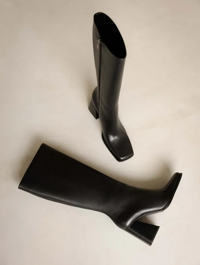 Tamar Passion Black Women Bobbies Knee High Boots