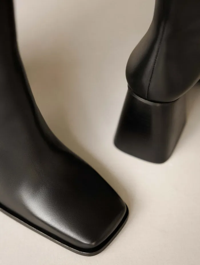 Tamar Passion Black Women Bobbies Knee High Boots