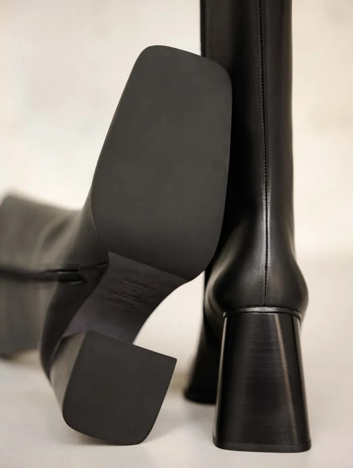 Tamar Passion Black Women Bobbies Knee High Boots