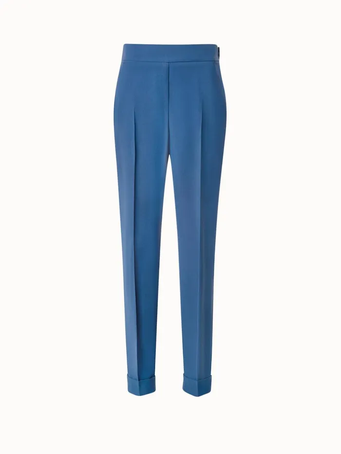 Tapered Crpe Pants With Elastic Back Medium Denim Women Akris Pants