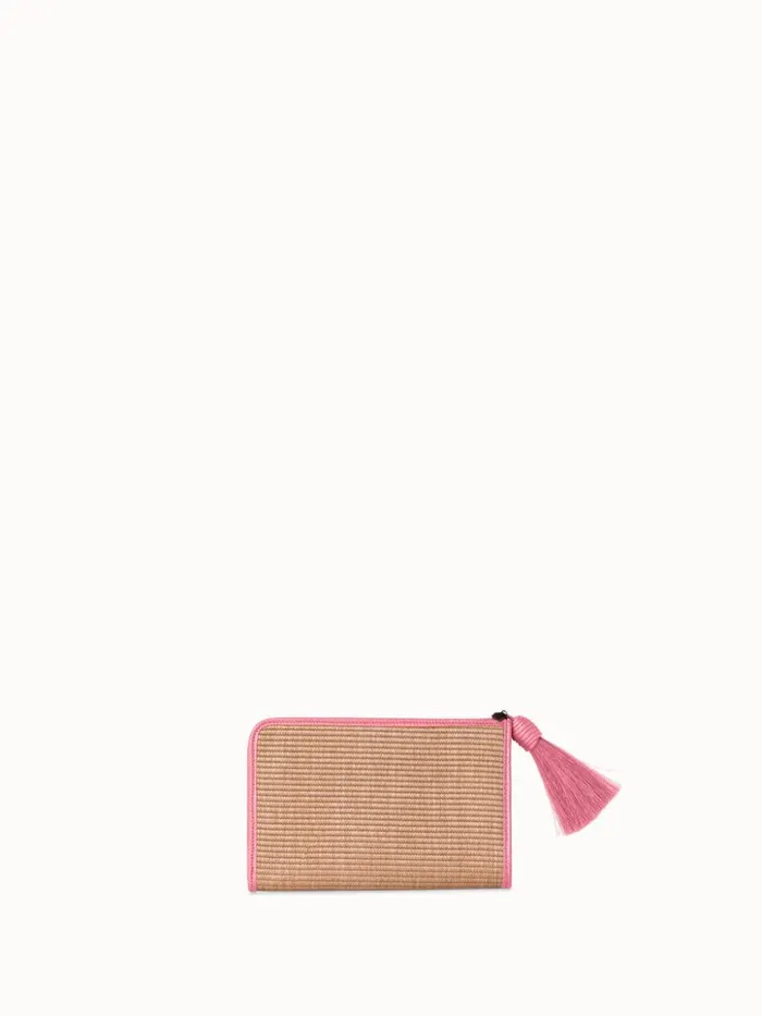Tassel Pouch In Raffia Fabric Camelblossom Women Akris Clutches