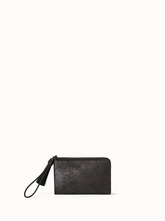 Tassel Pouch In Reversible Sequins Black Women Akris Mini Bags