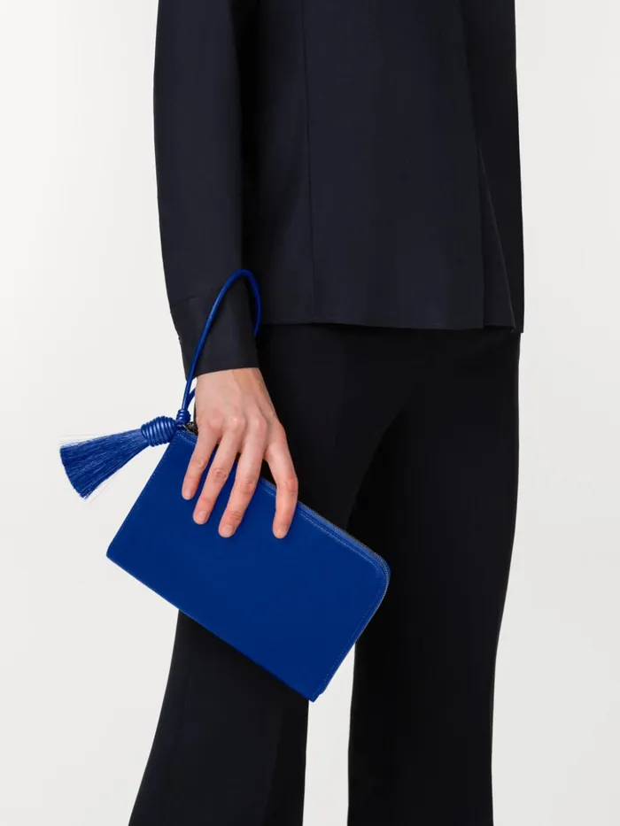 Tassel Pouch In Satin Fabric Ocean Women Akris Clutches