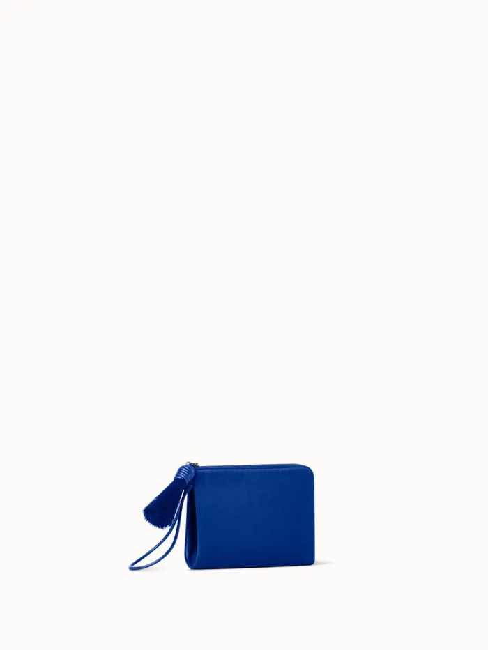 Tassel Pouch In Satin Fabric Ocean Women Akris Clutches