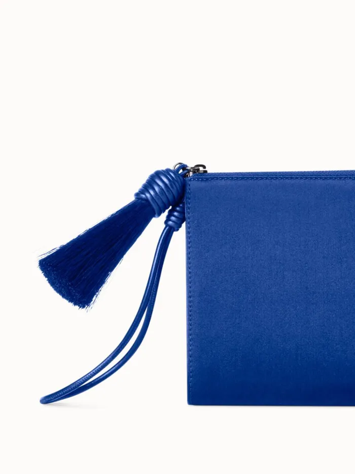 Tassel Pouch In Satin Fabric Ocean Women Akris Clutches