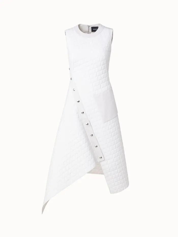 Techno Taffeta Quilted Trapezoid Dress Ecru Women Akris Dresses