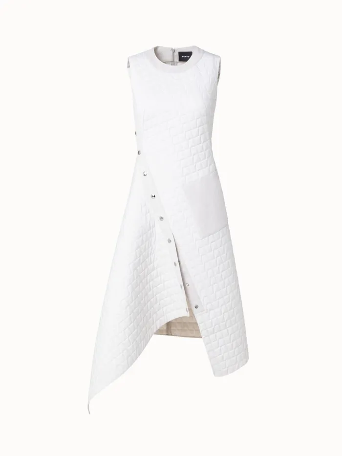 Techno Taffeta Quilted Trapezoid Dress Ecru Women Akris Dresses