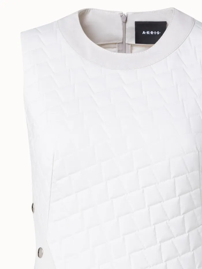 Techno Taffeta Quilted Trapezoid Dress Ecru Women Akris Dresses