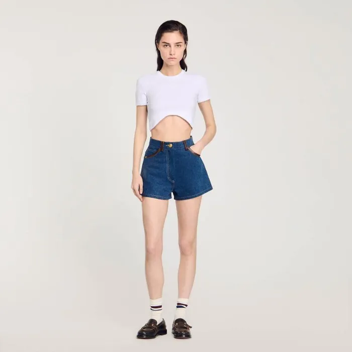 Tops and Shirts Women SANDRO Cropped Tshirt White