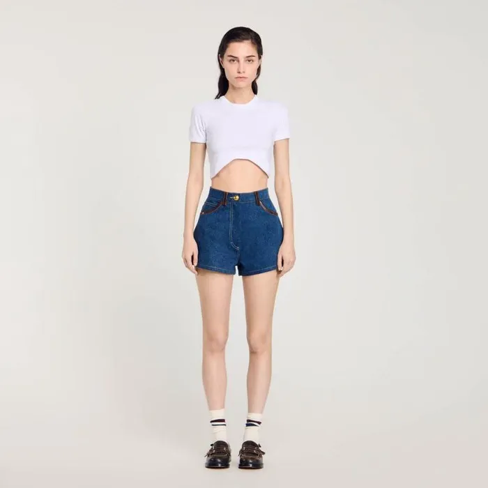 Tops and Shirts Women SANDRO Cropped Tshirt White