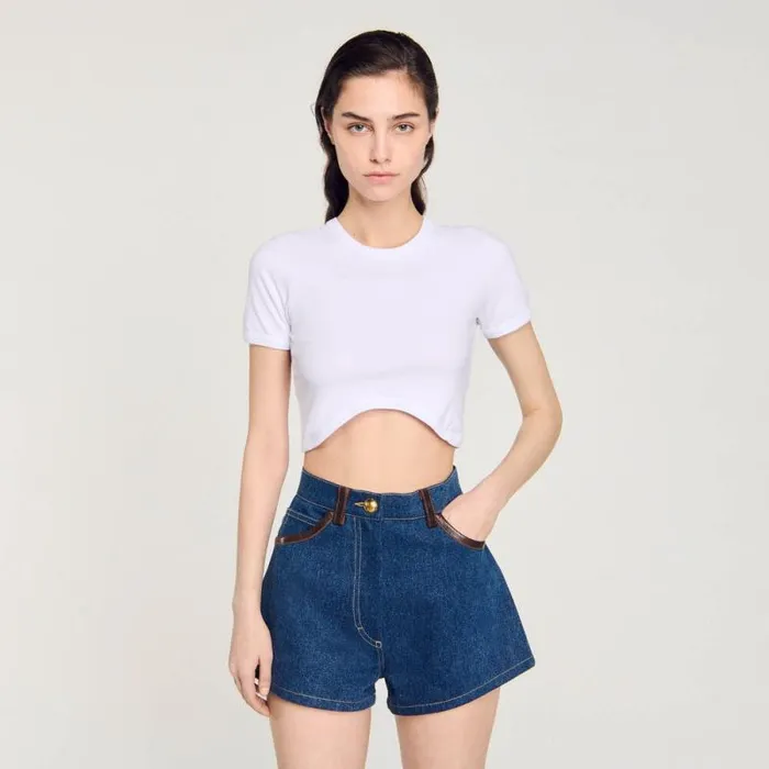 Tops and Shirts Women SANDRO Cropped Tshirt White