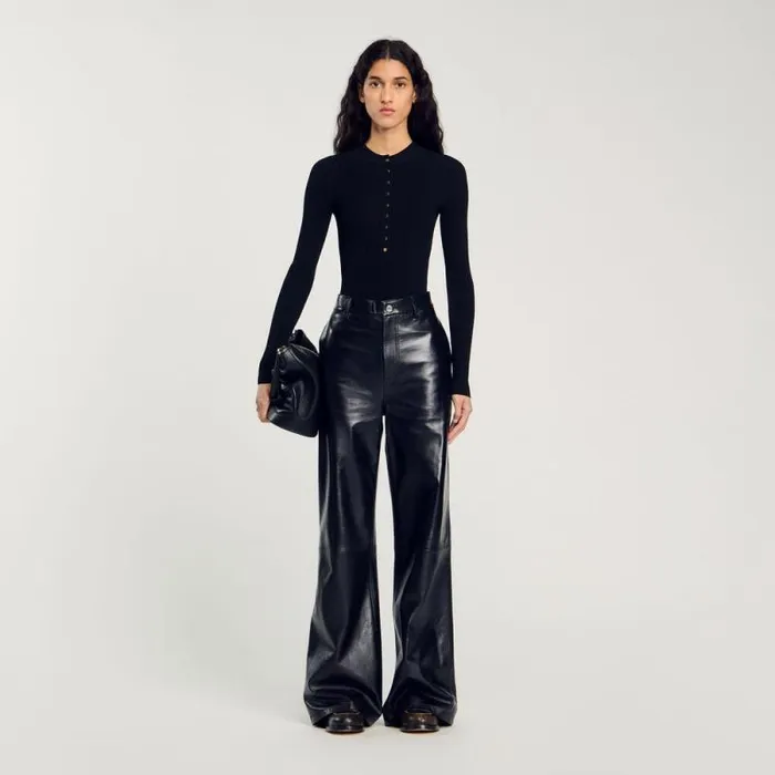 Tops and Shirts Women SANDRO Knit Bodysuit Black
