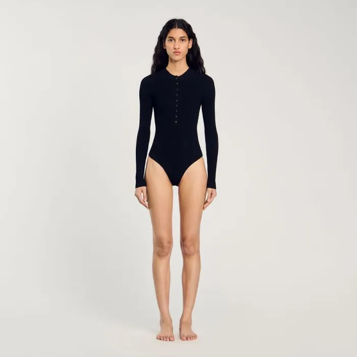 Tops and Shirts Women SANDRO Knit Bodysuit Black