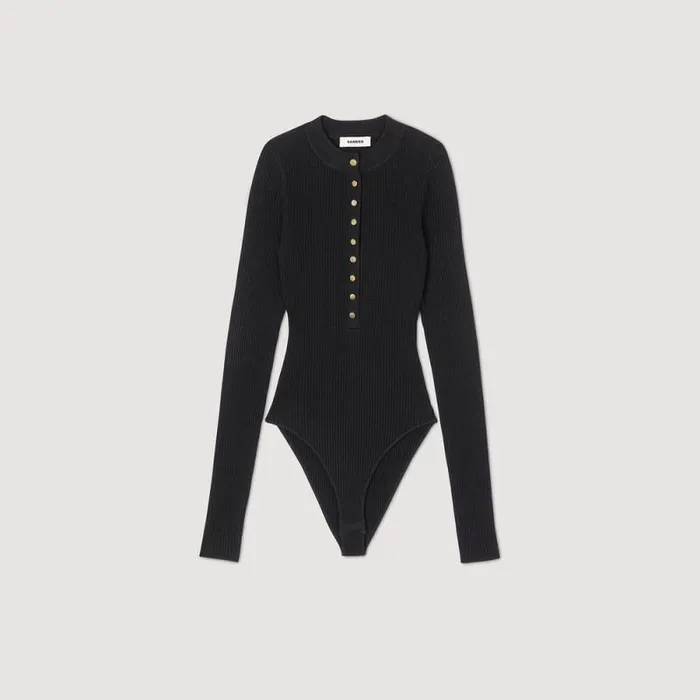 Tops and Shirts Women SANDRO Knit Bodysuit Black