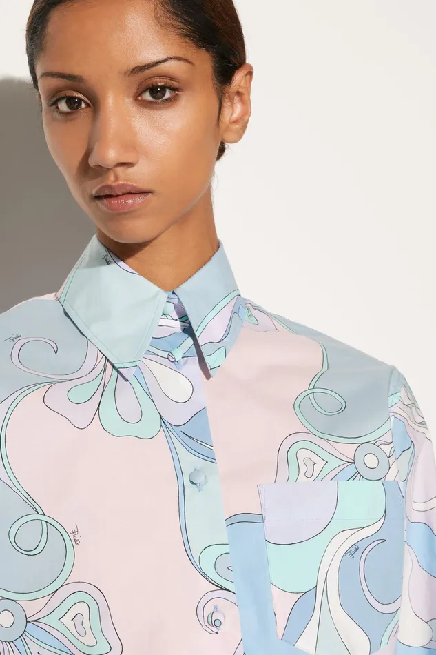 Tops And Shirts Women PUCCI OrchideePrint Cotton Shirt
