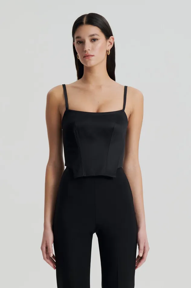 Tops Scanlan Theodore Women SATIN BUSTIER BLACK