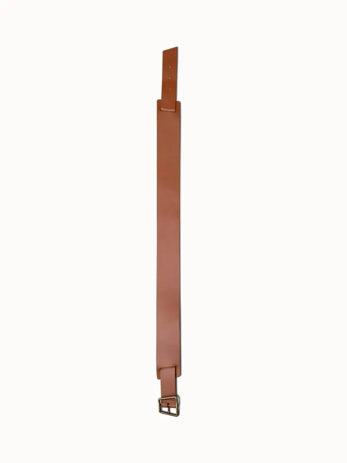 Trapezoid Buckle Leather Waist Belt Cardboard Women Akris Belts