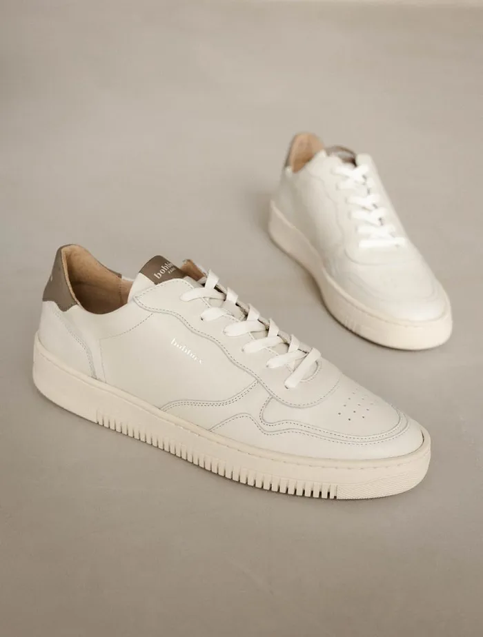 Travis Off White and Taupe Men Bobbies Sneakers