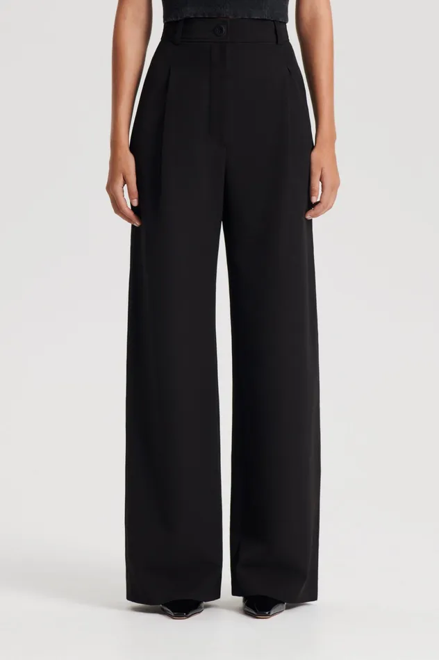 Trousers Scanlan Theodore Women PLEAT DRAPE LEG TROUSER BLACK