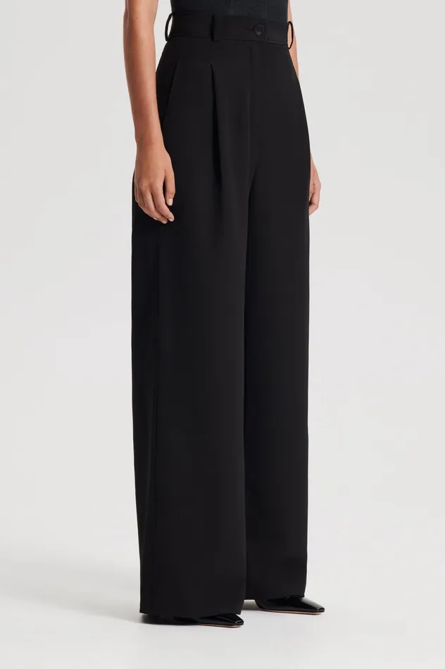 Trousers Scanlan Theodore Women PLEAT DRAPE LEG TROUSER BLACK