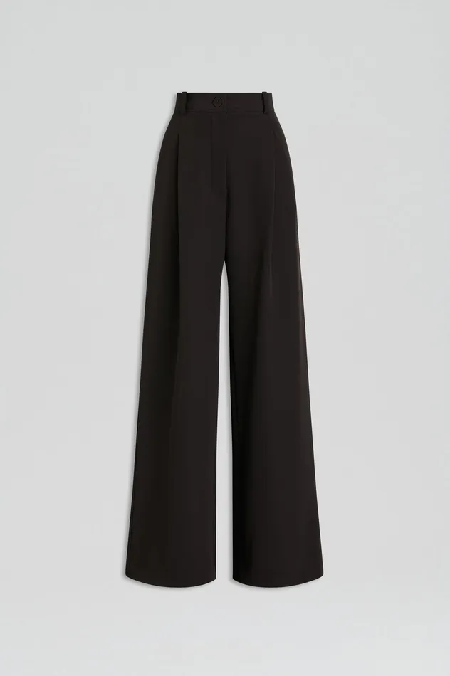 Trousers Scanlan Theodore Women PLEAT DRAPE LEG TROUSER BLACK
