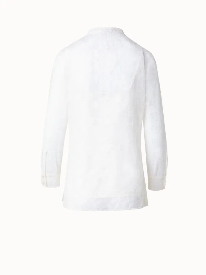 Tunic Blouse With Lizzy Grid Embroidery Ecru Women Akris Blouses