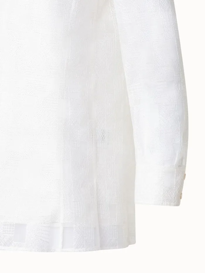 Tunic Blouse With Lizzy Grid Embroidery Ecru Women Akris Blouses