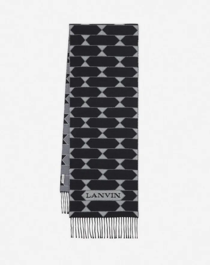 Twotone Wool Scarf Blackwhite Women Lanvin Silks and Scarves