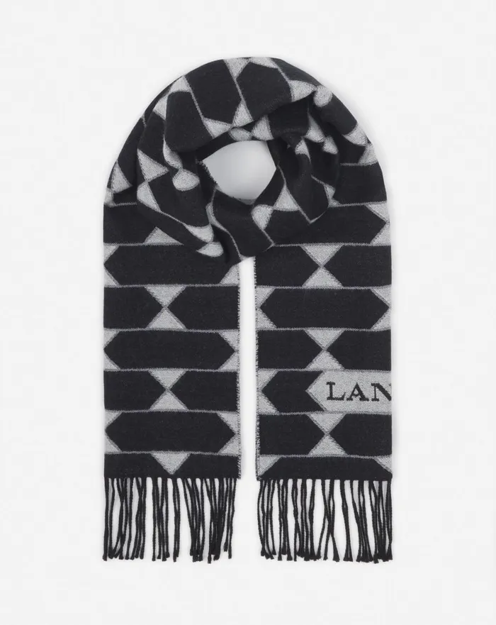 Twotone Wool Scarf Blackwhite Women Lanvin Silks and Scarves Twotone Wool Scarf Blackwhite Women Lanvin Silks and Scarves