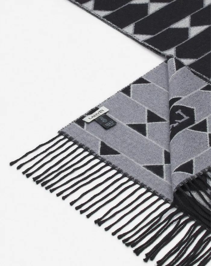 Twotone Wool Scarf Blackwhite Women Lanvin Silks and Scarves Twotone Wool Scarf Blackwhite Women Lanvin Silks and Scarves
