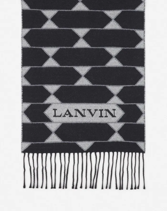 Twotone Wool Scarf Blackwhite Women Lanvin Silks and Scarves Twotone Wool Scarf Blackwhite Women Lanvin Silks and Scarves