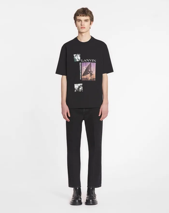 Unisex Printed Tshirt Black Men Lanvin Tshirts and Polos Unisex Printed Tshirt Black Men Lanvin Tshirts and Polos