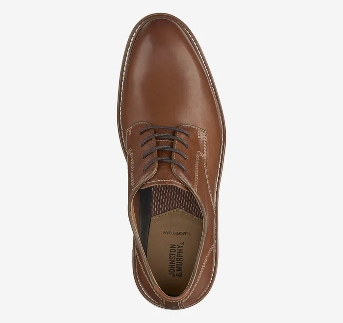Upton Plain Toe Tan Full Grain LaceUps Johnston and Murphy Men