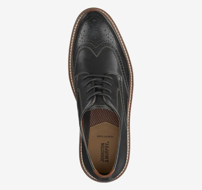 Upton Wingtip Black Full Grain Shoes Johnston and Murphy Men