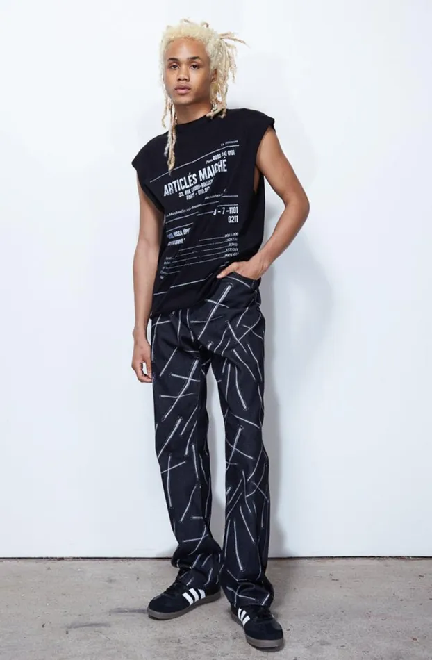 Vests Men Jaded London Black Receipt Print Vest