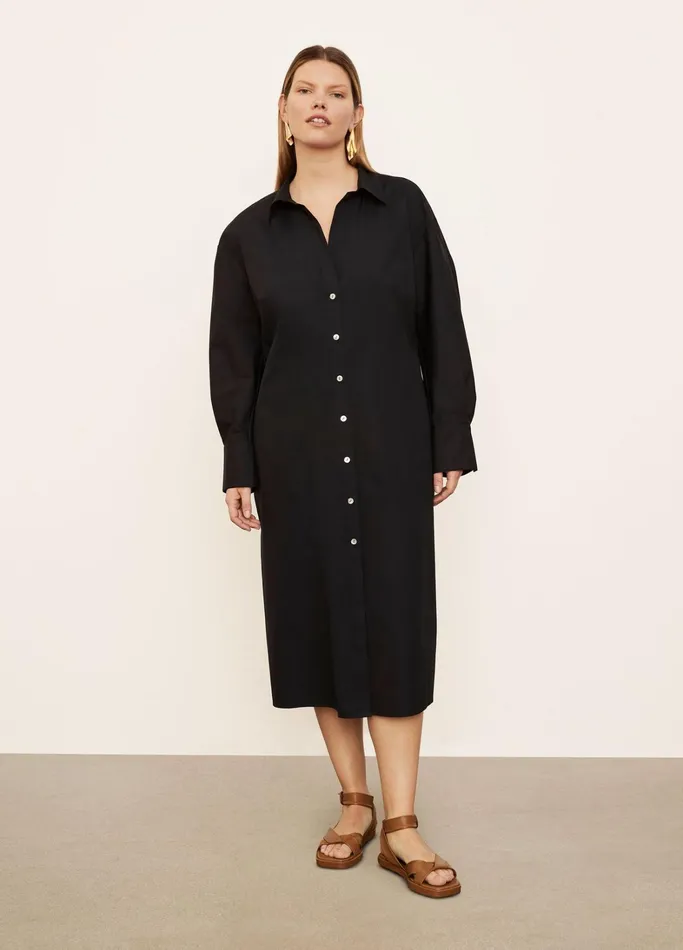 Vince Dresses Women Long Sleeve SoftFitted Shirt Dress Coastal Blue