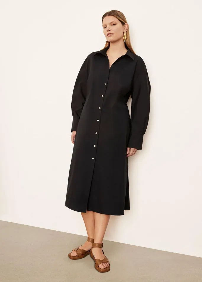 Vince Dresses Women Long Sleeve SoftFitted Shirt Dress Coastal Blue