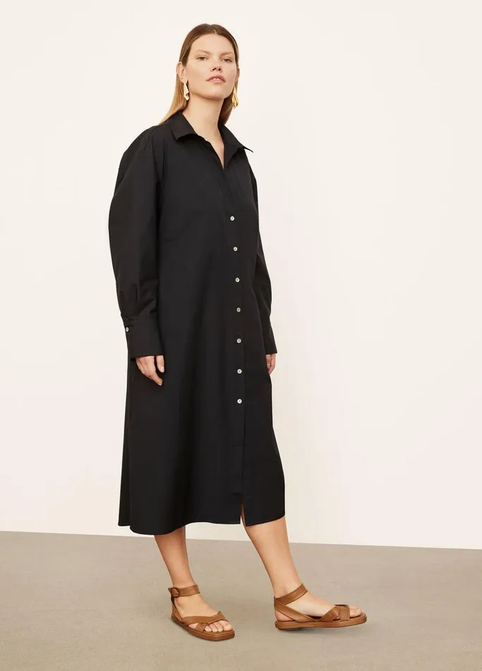 Vince Dresses Women Long Sleeve SoftFitted Shirt Dress Coastal Blue
