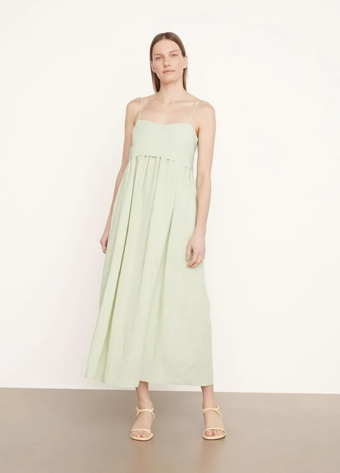 Vince Dresses Women Ruched Paneled Dress Sweet Grass