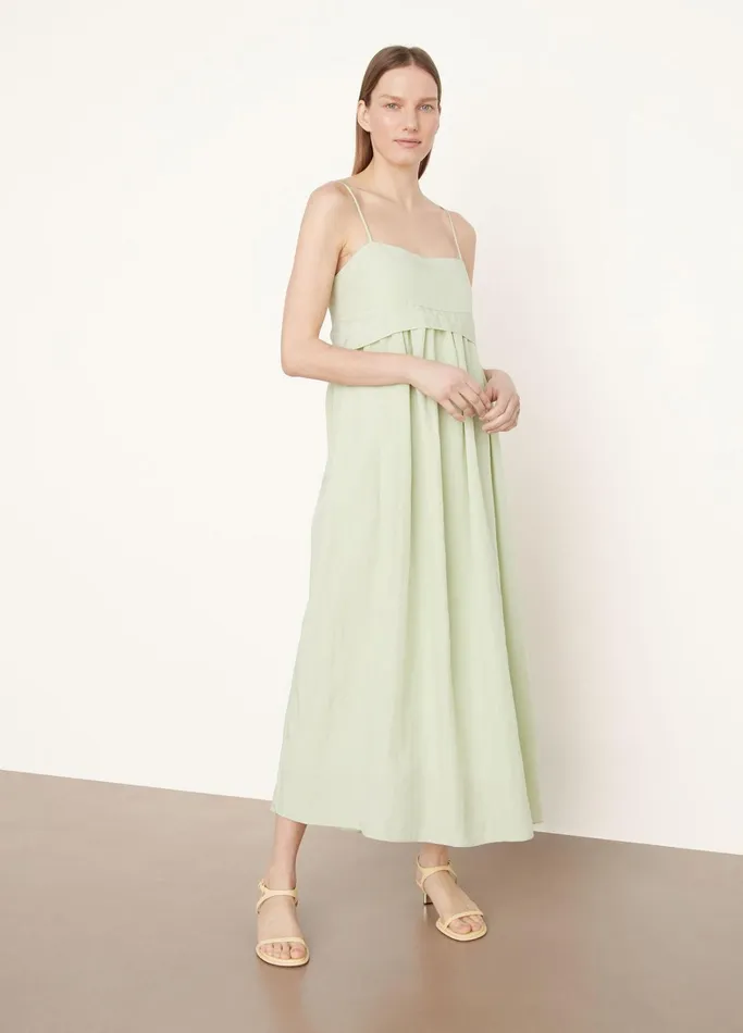 Vince Dresses Women Ruched Paneled Dress Sweet Grass