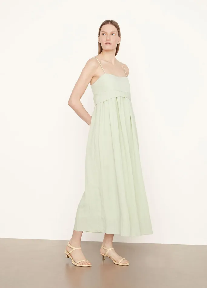 Vince Dresses Women Ruched Paneled Dress Sweet Grass