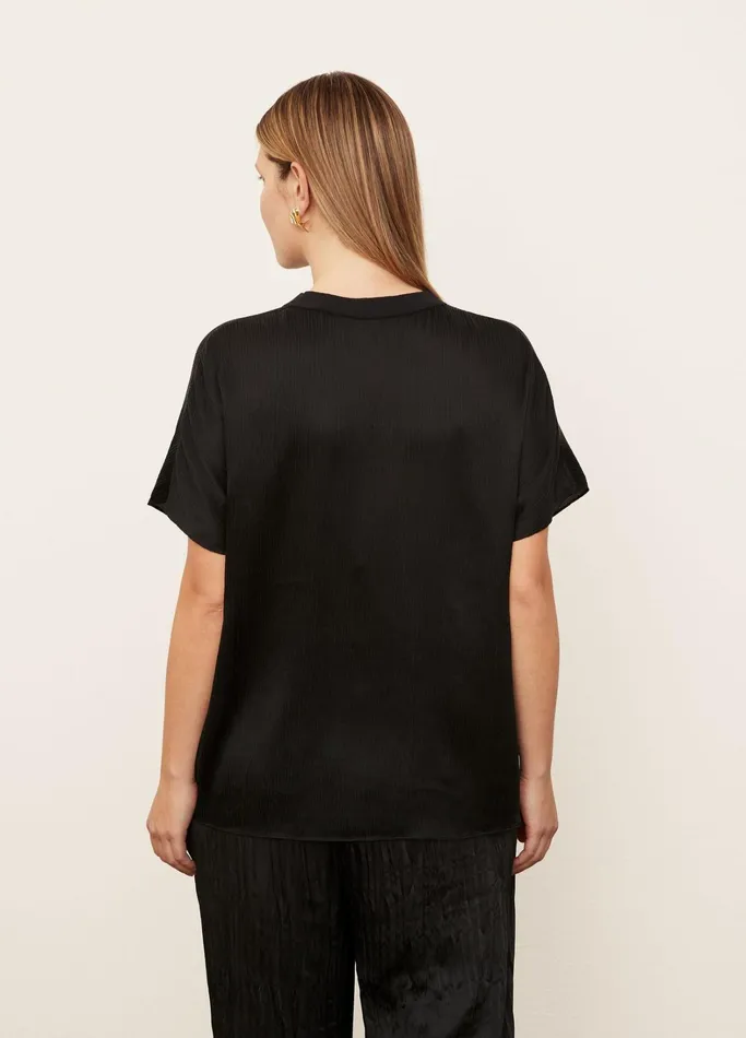 Vince Extended Sizes Women RibTrim FlutterSleeve Shell Black