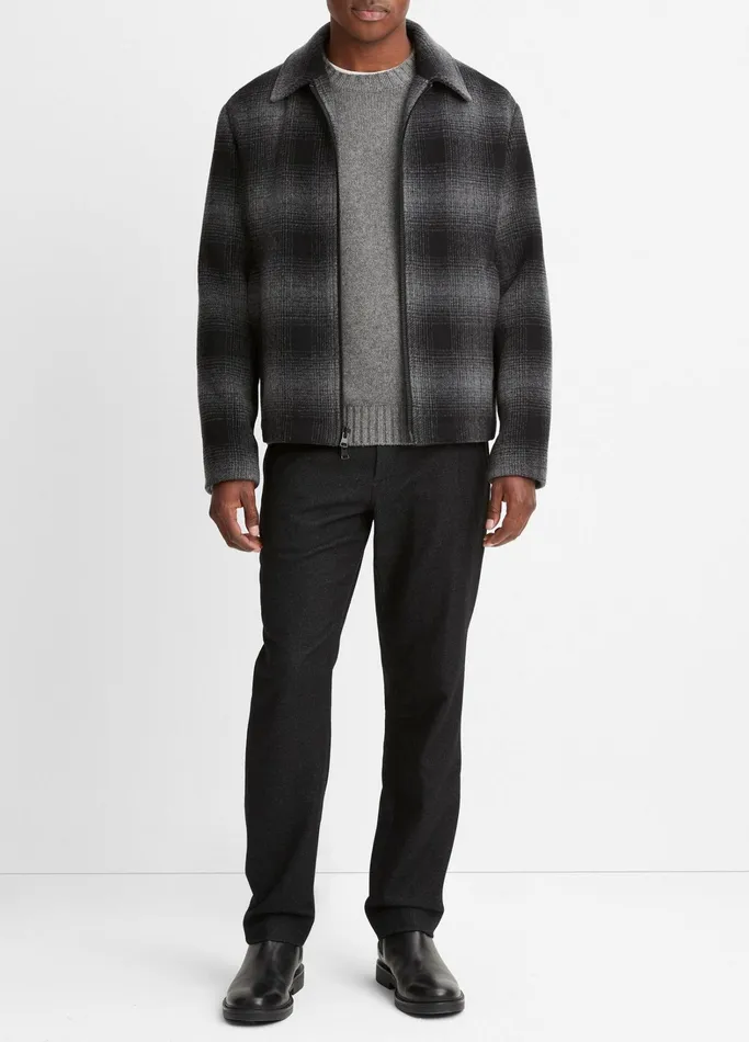 Vince Jackets and Outerwear Men Plaid WoolBlend Shirt Jacket Heather Blackheather Grey